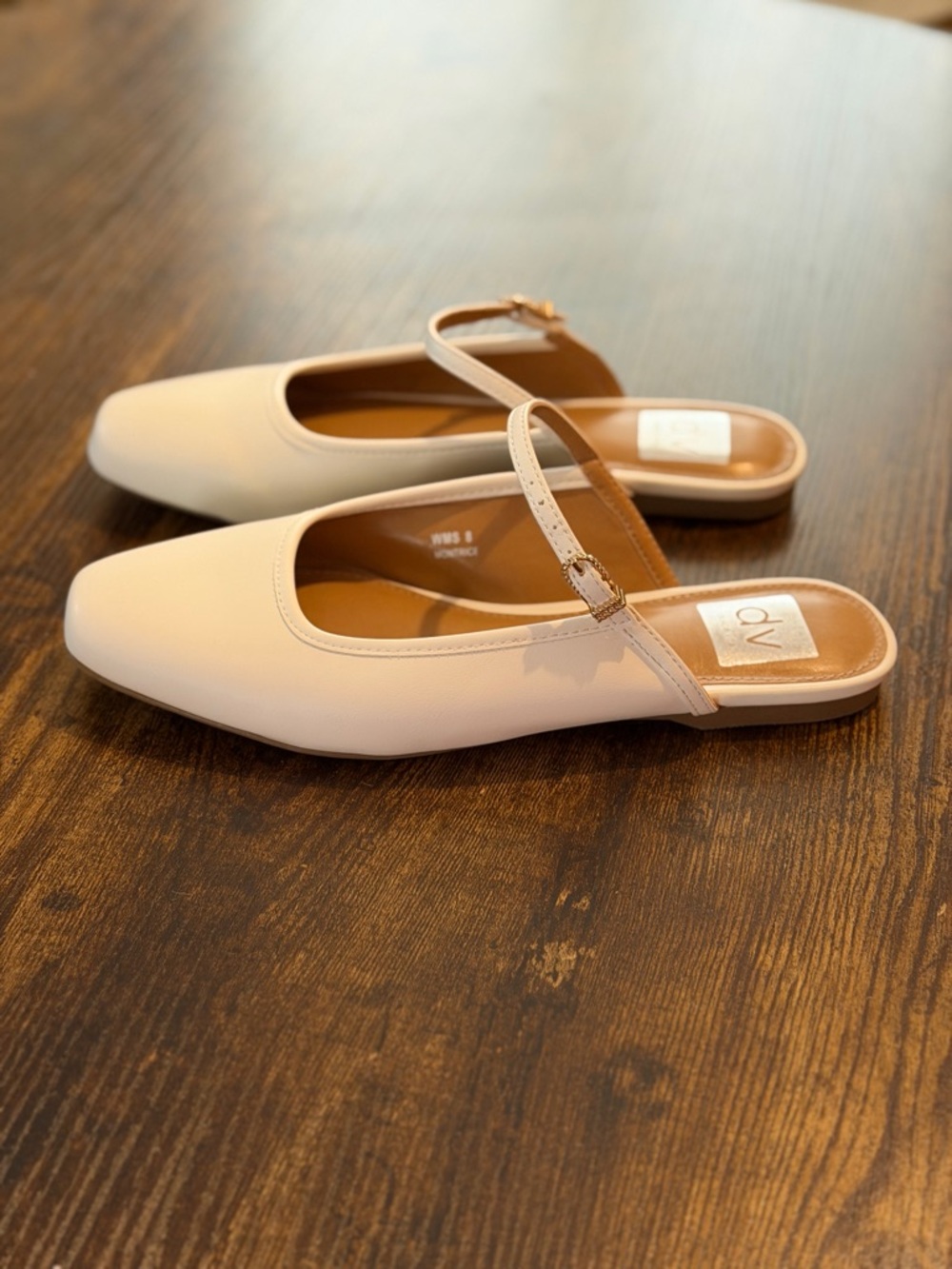 Dolce Vita Cream Square-Toe Slingback Mules